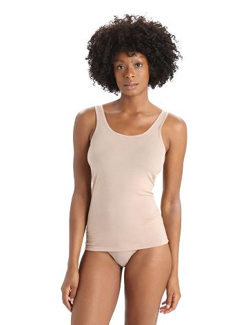 Women's Icebreaker Merino Siren Tank Top Underwear Praline | CA 1236WNBY